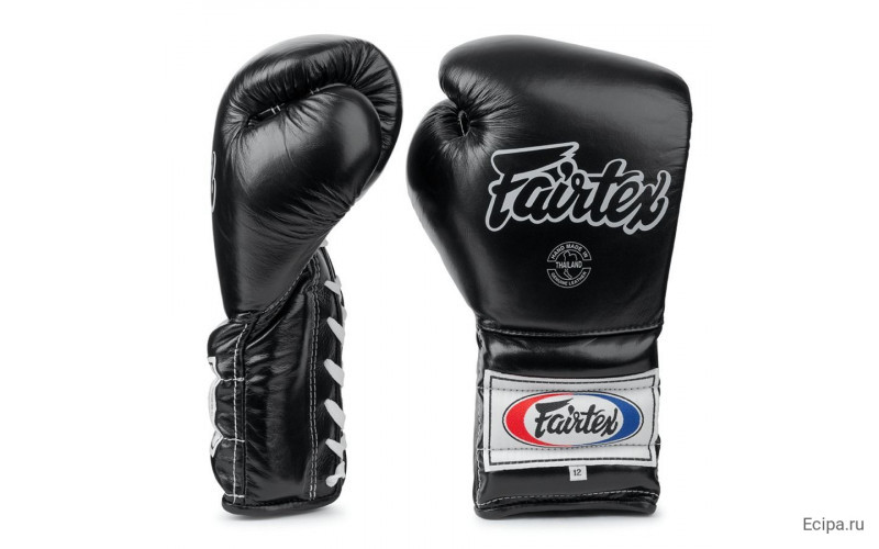Боксерские перчатки на шнурке Fairtex BGL7 black 14 oz